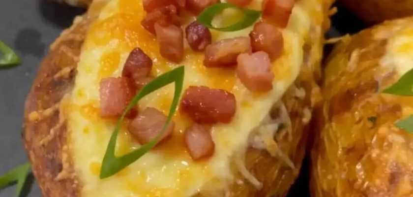 طرز تهیه سیب زمینی شکم پر با مرغ و کالباس