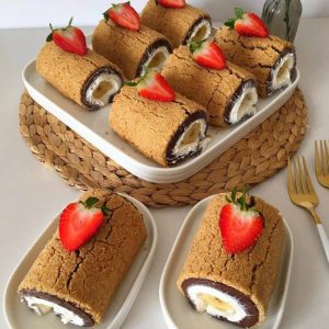 طرز تهیه رول بیسکویتی شکلاتی با بیسکویت پتی بور