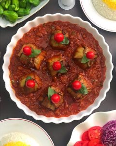 طرز تهیه بادمجان بقچه ای با گوشت چرخ کرده